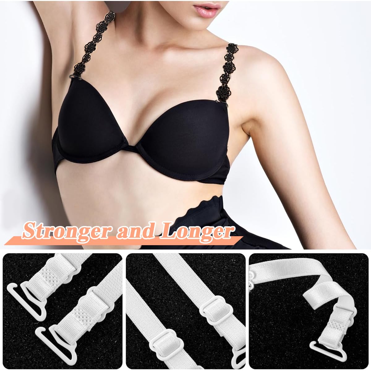 MAYCREATE 3 Pairs Bra Straps for Women, Stretchy Flower Lace Bra Strap, Adjustable Slim Underwear Strap, Replacement Shoulder Detachable Bra Straps for Strapless Dress Multicolour MAYCREATE 3 Pairs Bra Straps for Women, Stretchy Flower Lace Bra Strap, Adjustable Slim Underwear Strap, Replacement Shoulder Detachable Bra Straps for Strapless Dress Multicolour